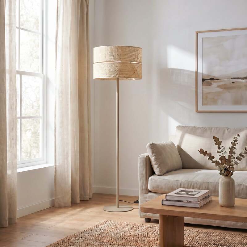 Stehleuchte Calma beige Lampe Stehlampe LED Leuchte 159cm Höhe 50cm Fuß - 5906135161812
