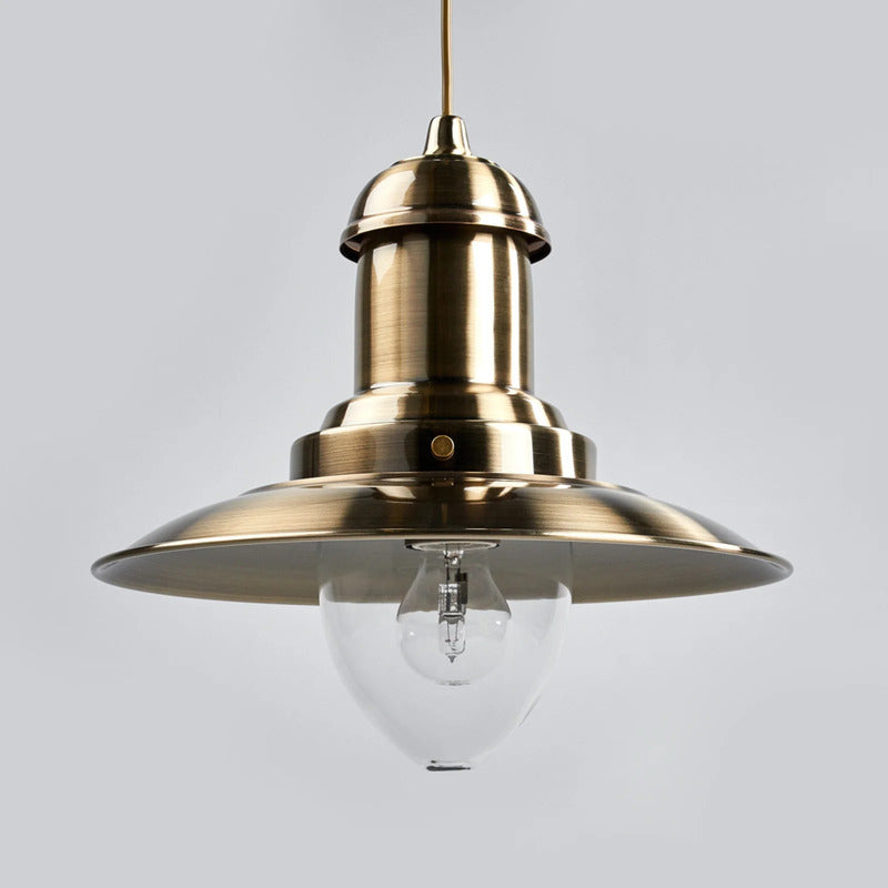 Searchlight Hängeleuchte Fisherman Ø32cm dimmbar Altmessing Pendelleuchte Lampe - 5013874201195