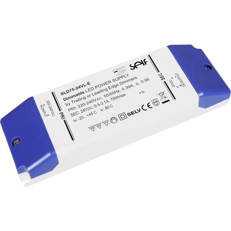 Self Electronics SLD75-12VL-E LED-Trafo Konstantspannung 75W 1 - 6.25A 12 V/DC - 4021087039734