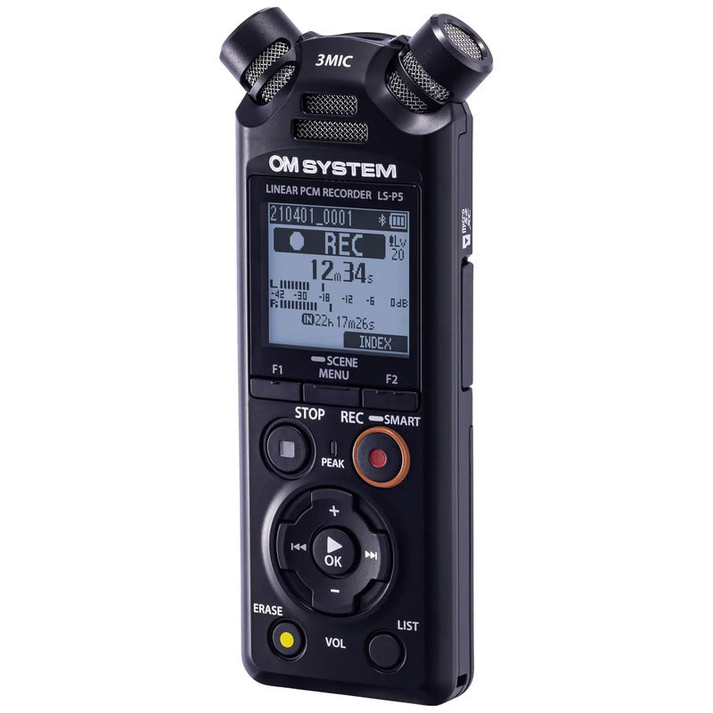 OM System LS-P5 Mobiler Audio-Recorder Schwarz 24-bit 96 kHz FLAC Aufnahme - 4545350053659
