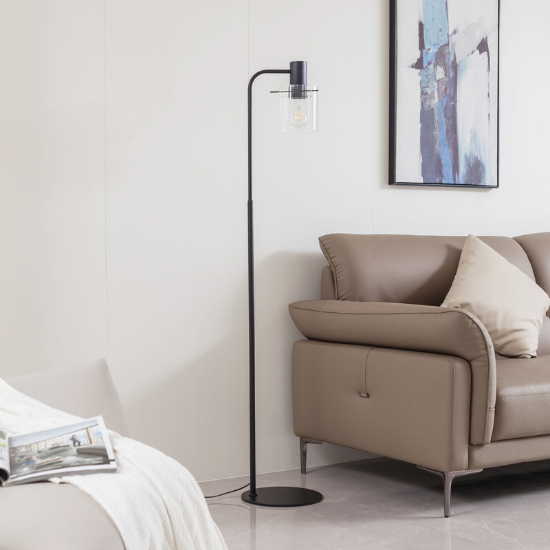 Lucande Stehleuchte Eirian schwarz Lampe Leuchte 150cm E27 Glas elegant modern - 4251911775525