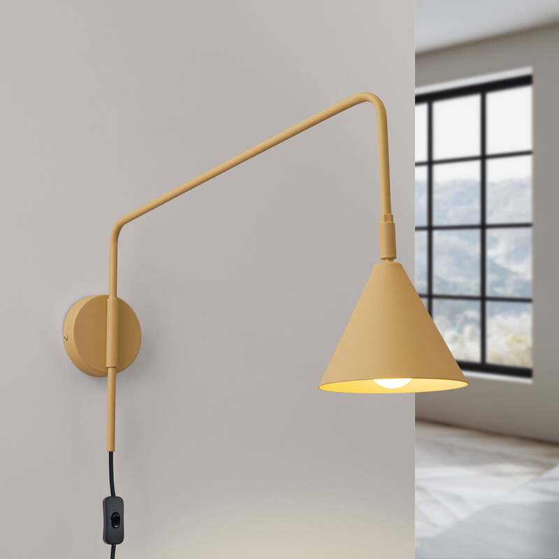 Wandleuchte Wandlampe Lys goldfarben Stahl E14 LED Stecker Schalter Kabel Lampe - 5907073081262
