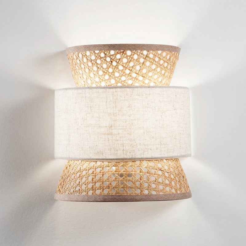 Luce Ambiente Design Wandlampe Gazebo LED Leuchte Rattan dimmbar beige 27cm hoch - 8031414932344