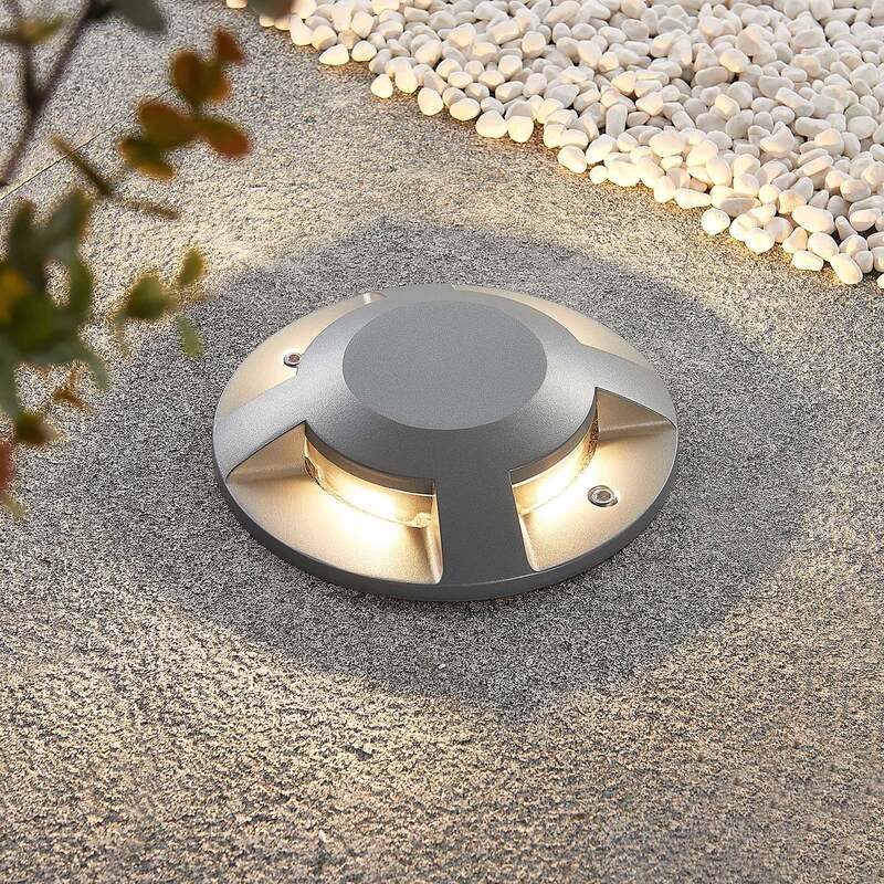 Lucande LED-Bodenstrahler Jeffrey Gartenleuchte silber 4 Lichtaustritte IP67 - 4251096569599