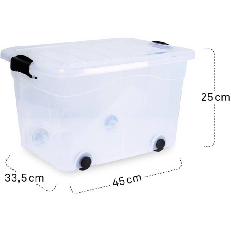 Siena HOME Aufbewahrungsbox Anzio 20l mit Deckel und Rollen 45x33.5x25cm klar - 4055938502030
