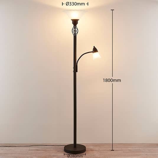 Lucande Deckenfluter Stehlampe Stehleuchte Lampe Leuchte E27 Dunja Leselampe - 4251096502831