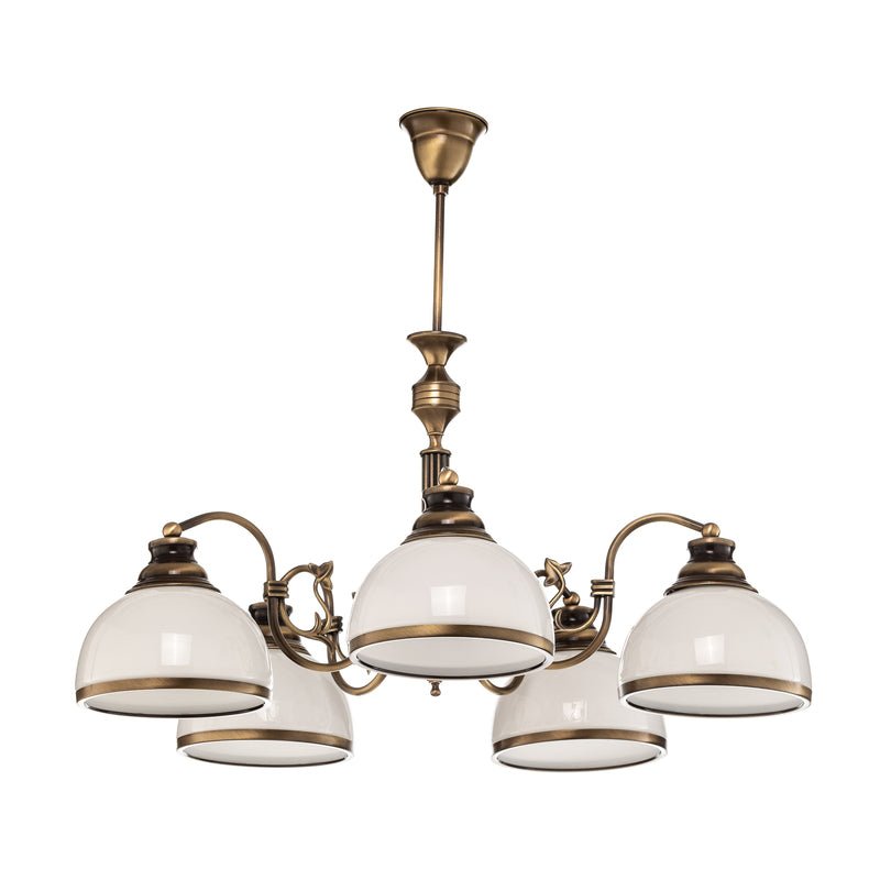 Pendelleuchte Petro 5-flammig altmessing weiß 70 cm dimmbar E27 Made in Europe - 5905962006242
