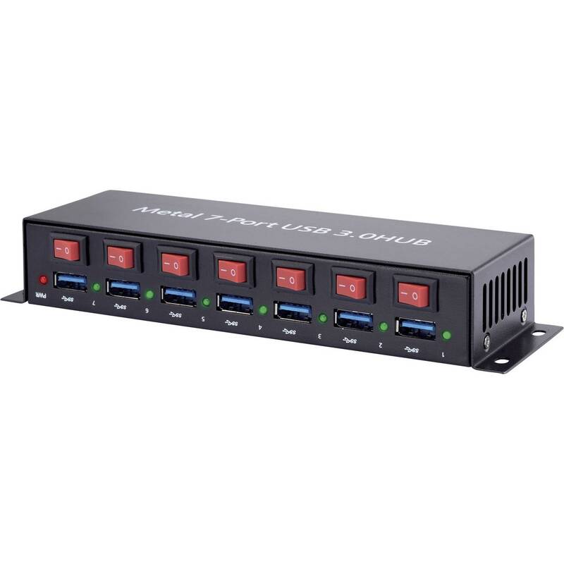 Renkforce 7 Port USB 3.0-Hub Metallgehäuse USB-Verteiler 1089874 Metall Schwarz - 4016138874013