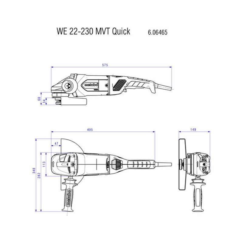 Metabo Winkelschleifer Flex WE 22-230 MVT Trennschleifer Schleifer 2200W 230mm - 4007430265340