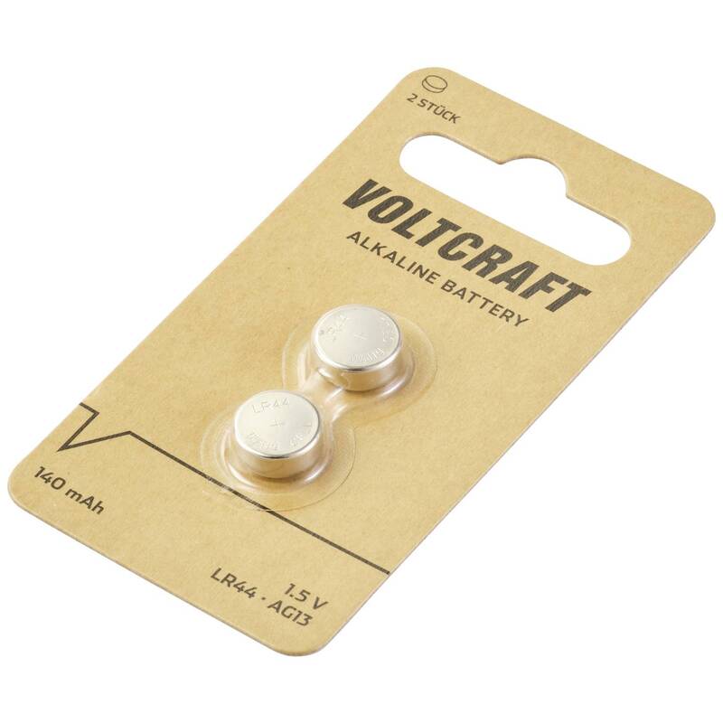 VOLTCRAFT Knopfzelle LR44 1.5 V 2 St. 140 mAh Alkali-Mangan AG13 2x - 4064161233833
