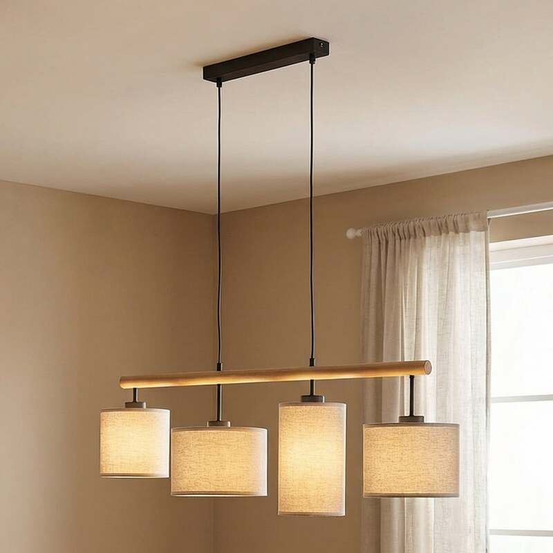 TK Lighting Hängeleuchte Deva Nature LED Pendelleuchte dimmbar beige 96x22cm - 5901780561086