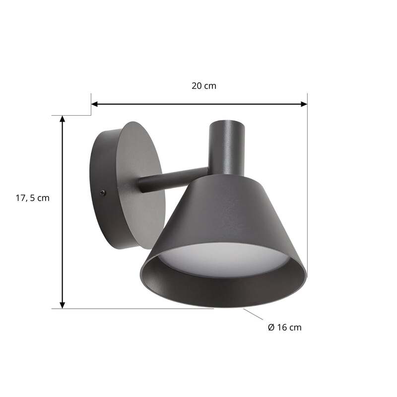 Lucande Außenwandleuchte Tabena LED Gartenlampe schwarz matt IP54 CCT 16x17,5cm - 4255830908941