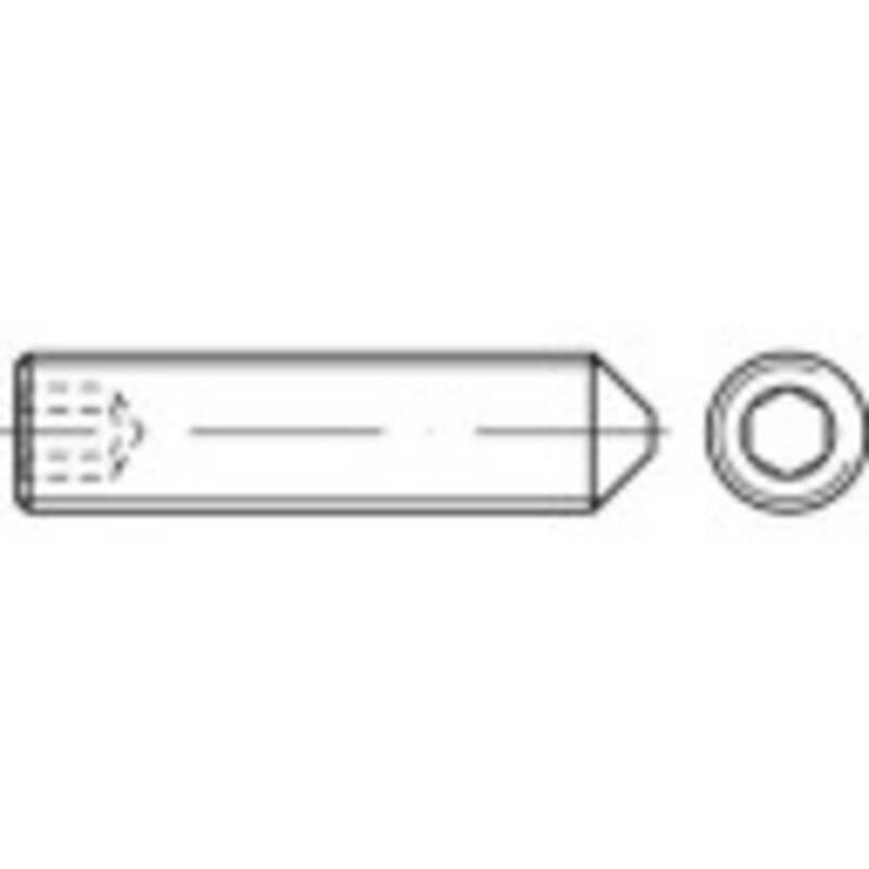 TOOLCRAFT Madenschraube Gewindestift Stahl M2 Innensechskant Spitze 200 Stück - 4053199103997