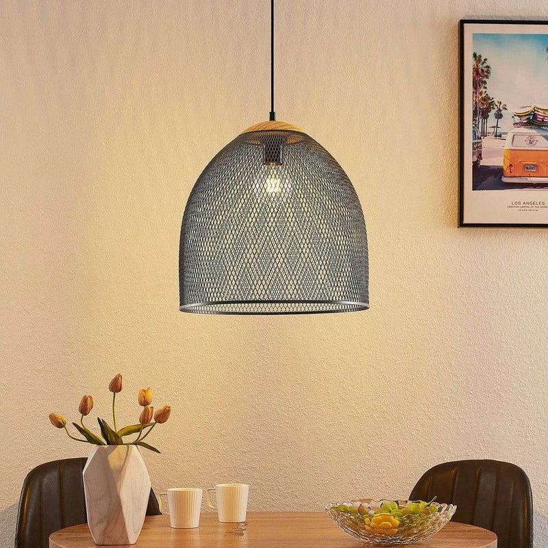 Lindby Monigo Hängelampe Pendelleuchte  Nickel/Wood Deckenlampe Deckenleuchte - 4251911708219