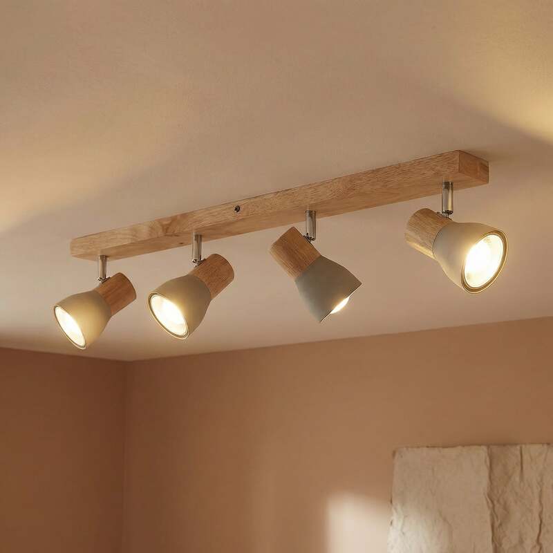 Lindby Deckenlampe Hängeleuchte Filiz LED Lampe Leuchte dimmbar grau Holz 77cm - 4251096548846
