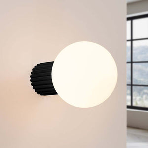 B-Ware Wandleuchte Wandlampe Orbi Schwarz Glas Aluminium IP44 Badezimmer G9 LED Ø 12 cm