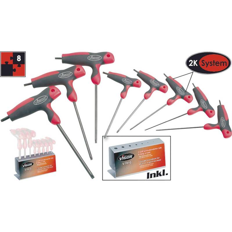 Vigor Winkelschraubendreher Schraubenzieher Set 8teilig Innen-Sechsrund T9 TX - 4047728014106