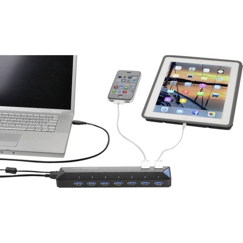 Renkforce USB-Hub 7 Port USB 3.0 5 GBit/s Schnellladeport schwarz extern - 4016138934120