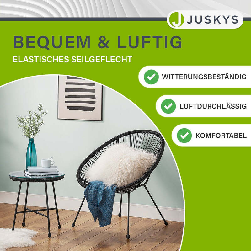 Balkonmöbel Ostana 3-teilig Platzsparende Sitzgruppe Retro-Design Schwarz - 4260565528449