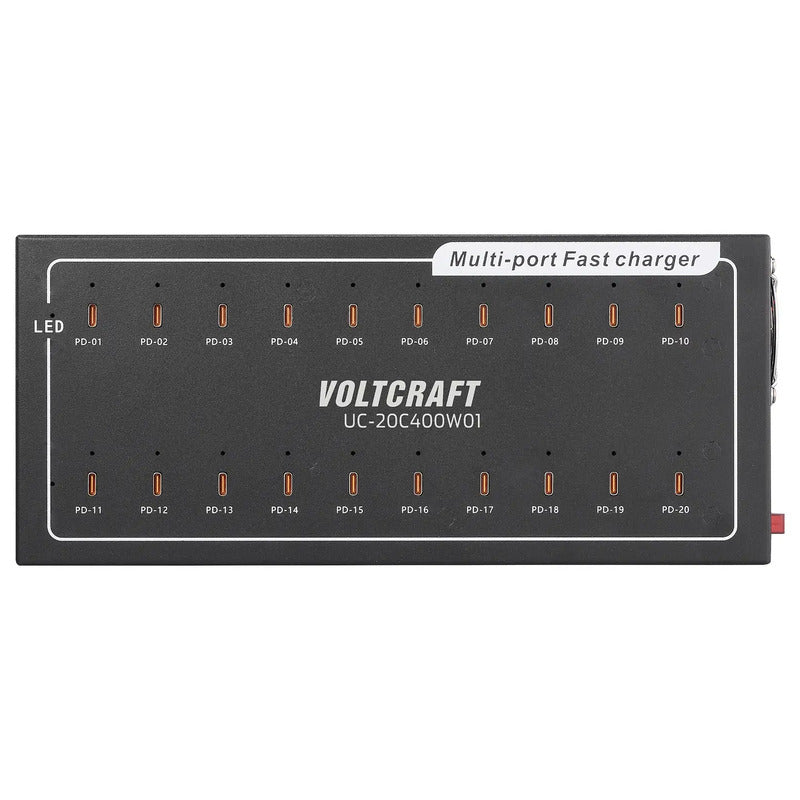 VOLTCRAFT UC-20C400W01 USB Ladegerät 400W 20x USB-C für iPhone iPad Android - 4064161390833