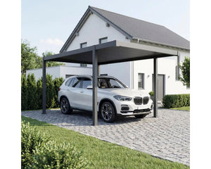 Konsta Einzelcarport Aluminium Flachdach anthrazit 300x500cm mit Stahlpfosten