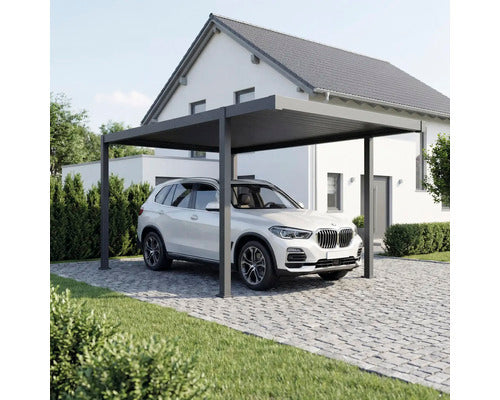 Konsta Einzelcarport Aluminium Flachdach anthrazit 300x500cm mit Stahlpfosten - 4306516776993
