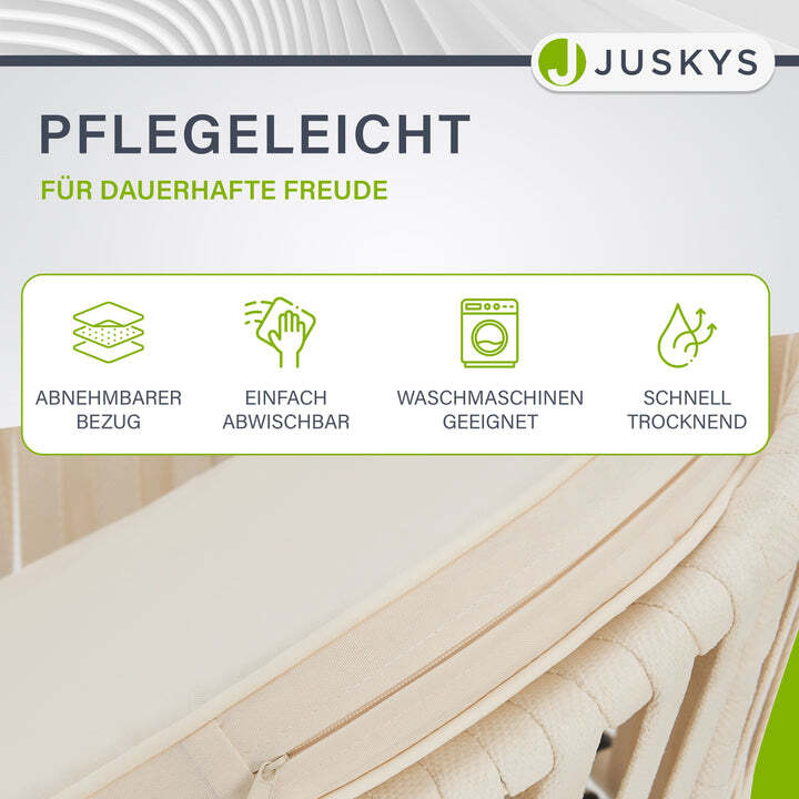 Gartenstuhl 2er Set Rope Stuhl Beige mit Seilgeflecht und Kissen Terrasse Balkon - 4262437184685