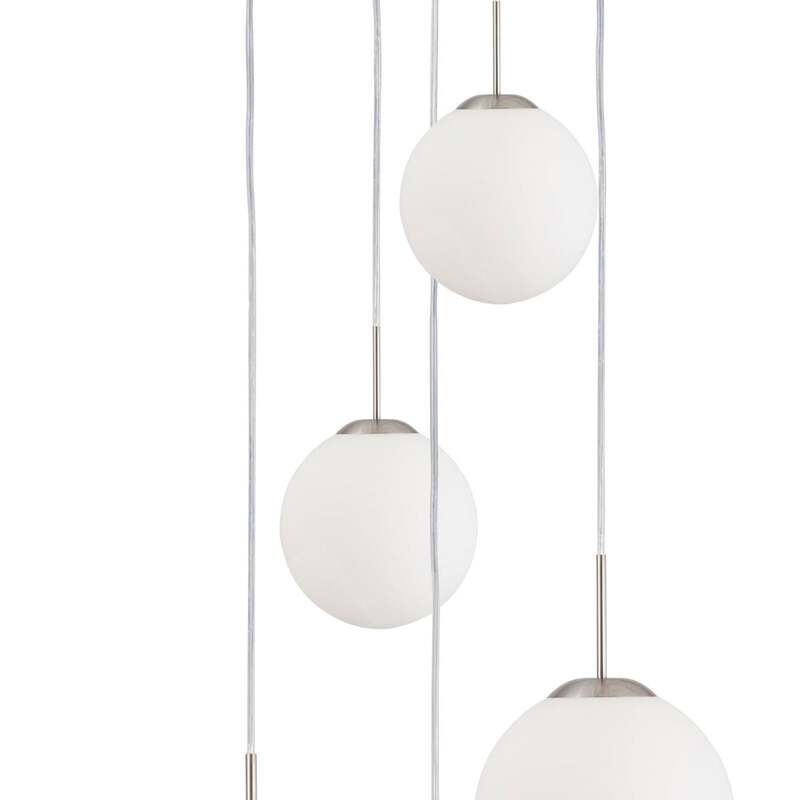 Steinhauer Hängeleuchte Bollique stahl opalweiß Glas 5-flammig SIEHE TEXT/FOTO - 8712746092561