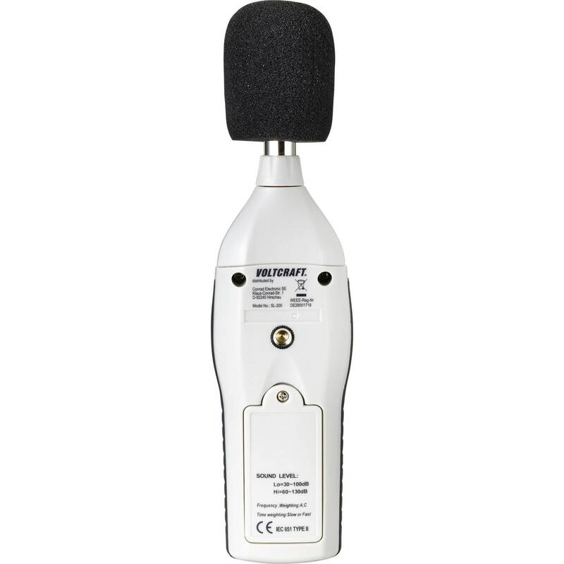 Voltcraft SL-200 Schallpegelmessgerät digital 30-130 dB 31.5-8 kHz Windschutz - 4016138519730
