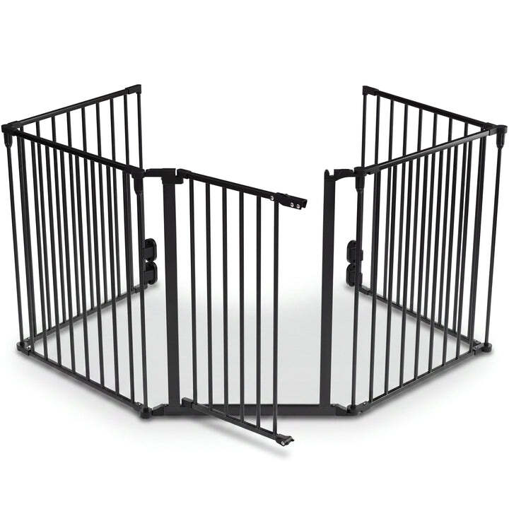 Kamin- / Ofenschutzgitter 300 cm Sicherheitsgitter mit Tür schwarz Metall - 4260304766903