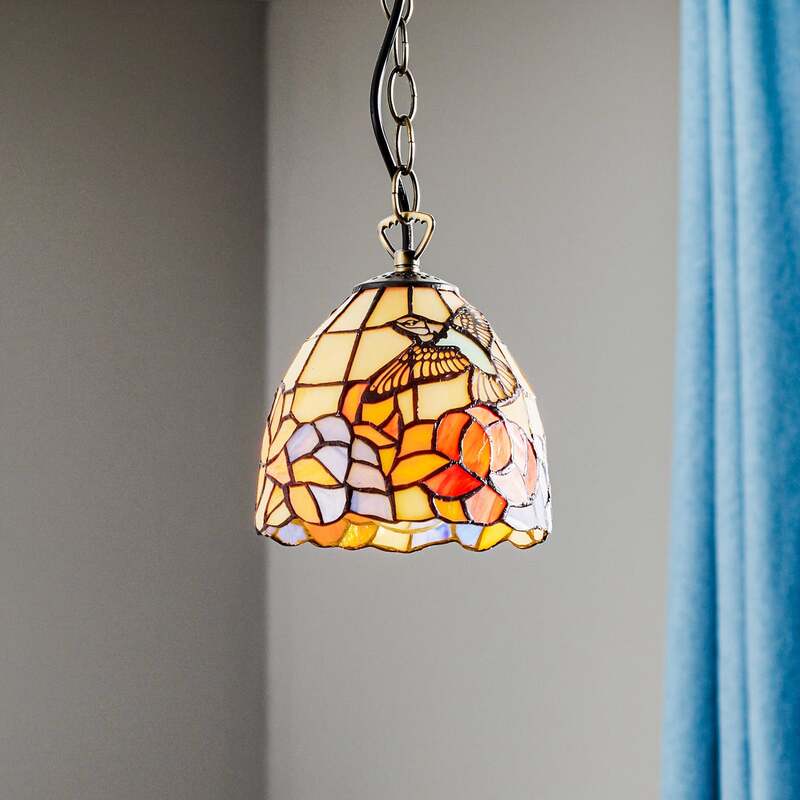 Artistar Hängeleuchte Tiffany Stil COLIBRI dimmbar Lampe bunt braun 15x13cm - 0243158701599