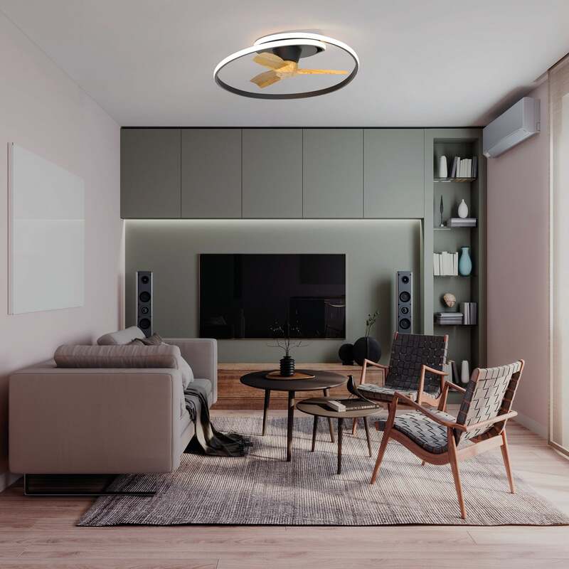LED-Deckenventilator Ocean schwarz/holz 78 cm DC leise dimmbar 60 W CCT - 8435153282362