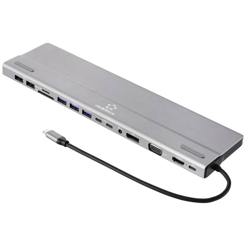 Renkforce USB-C Dockingstation RF-DKS-902 mit Kartenleser 4K HDMI grau - 4064161246857