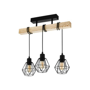 B-Ware Deckenleuchte Townshend 5 schwarz creme 3 Käfigschirme E27 60W IP20 55cm