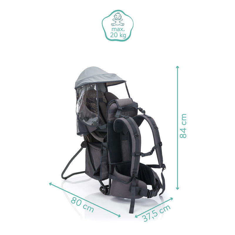 fillikid Rückentrage Elite für Kinder ab 6 Monaten bis 20 kg grau mit Zubehör - 9120123448266