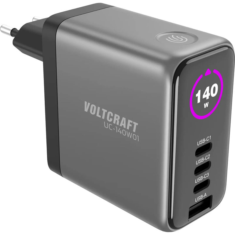 Voltcraft USB Ladegerät UC-140W01 140W 1x USB-A 3x USB-C GaN Schwarz - 4064161500461