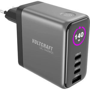 B-Ware Voltcraft USB Ladegerät UC-140W01 140W 1x USB-A 3x USB-C GaN Schwarz
