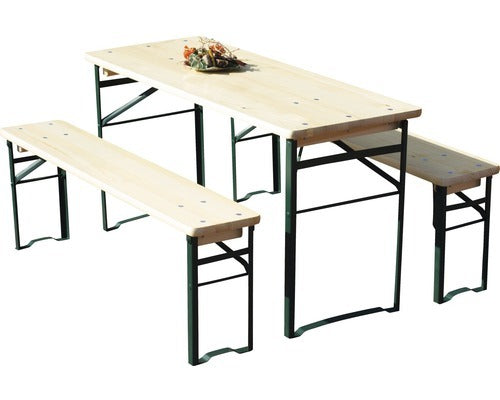 Kinder Festzeltgarnitur Bierzeltgarnitur 3-teilig Tisch Sitzbänke Fichte natur - 5945882015405