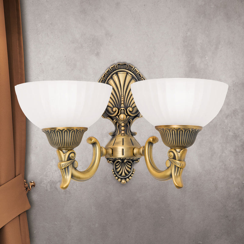 Orion Wandleuchte Rocca 2-flammig LED dimmbar bronze weiß Metall Glas 36,5cm - 9003090217274