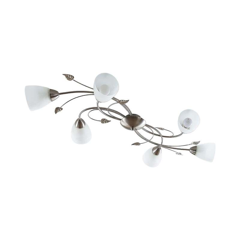 Lindby Deckenlampe Yannie LED Leuchte 6-flg dimmbar nickel weiß 106x58,5cm - 4251096565355