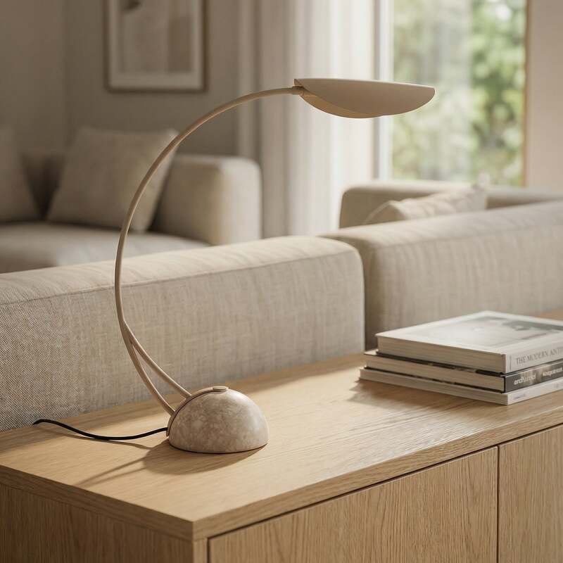 Lucande Tischleuchte Tischlampe Rivera Eisen Marmor Beige Esszimmer Wohnzimmer - 4255830900686