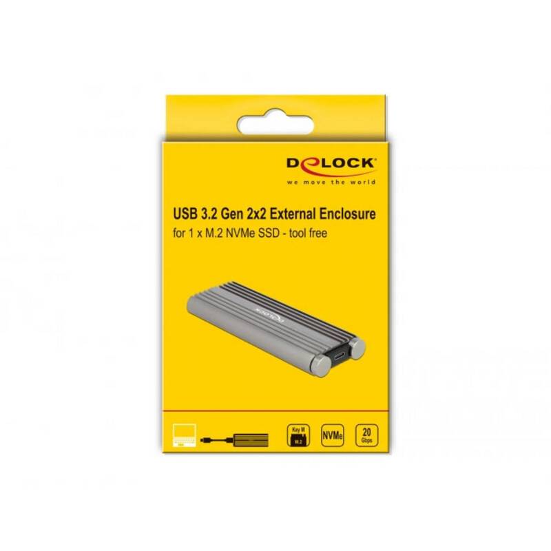 Delock Gehäuse Festplattengehäuse M2 SSD NVMe PCIe USB C silber werkzeuglos - 4043619420018