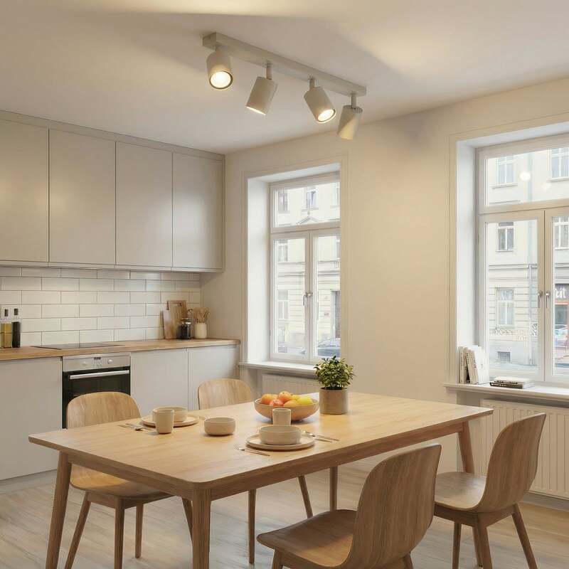 Zoom Deckenstrahler Deckenleuchte Strahler 4-flammig Stahl grau beige GU10 - 5907555378477