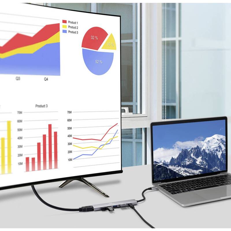 RENKFORCE USB-C Dockingstation Universal-Hub Kartenleser Grau HDMI 4 STÜCK - 4064161475073