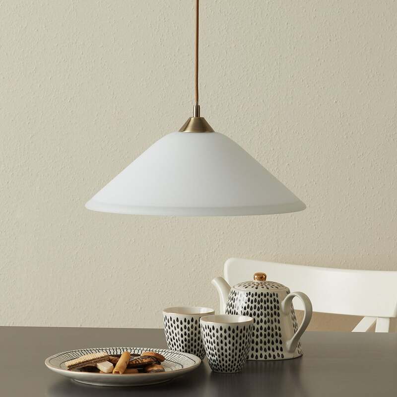 Orion Hängeleuchte LOISA Pendelleuchte dimmbar altmessing weiß 1x60W E27 40cm - 9003090219544