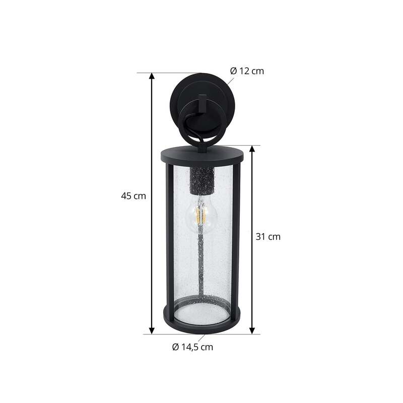 Lucande Außenwandleuchte Emmeline 45cm graphit matt dimmbar IP54 E27 - 4251911799026