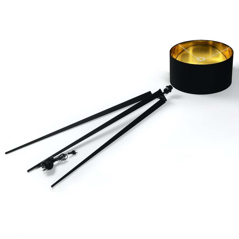 Lindby Stehlampe Benik Tripod Leuchte Lampe schwarz gold 153cm Höhe 50cm - 4251096530964
