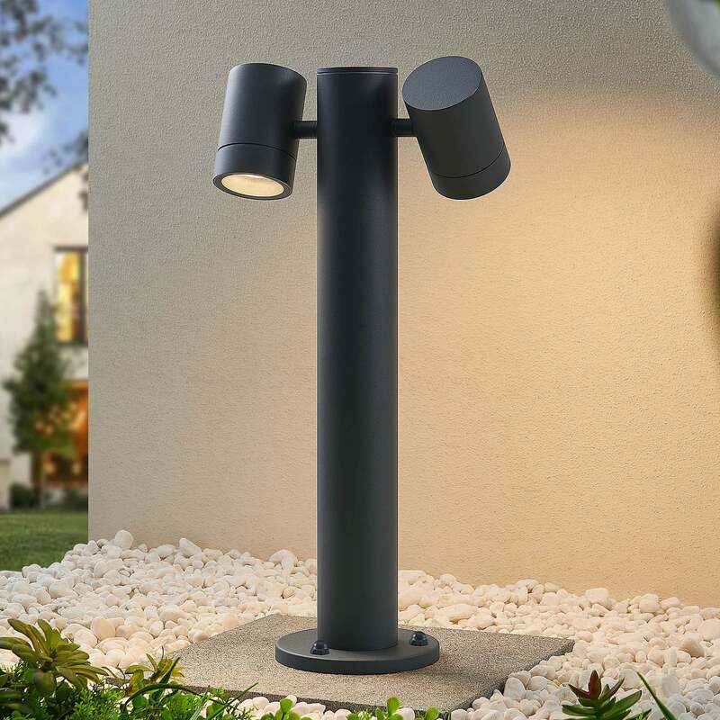 Lucande Sockelleuchte Maloney 50 cm anthrazit IP54 dimmbar 2x5W LED - 4251911736663