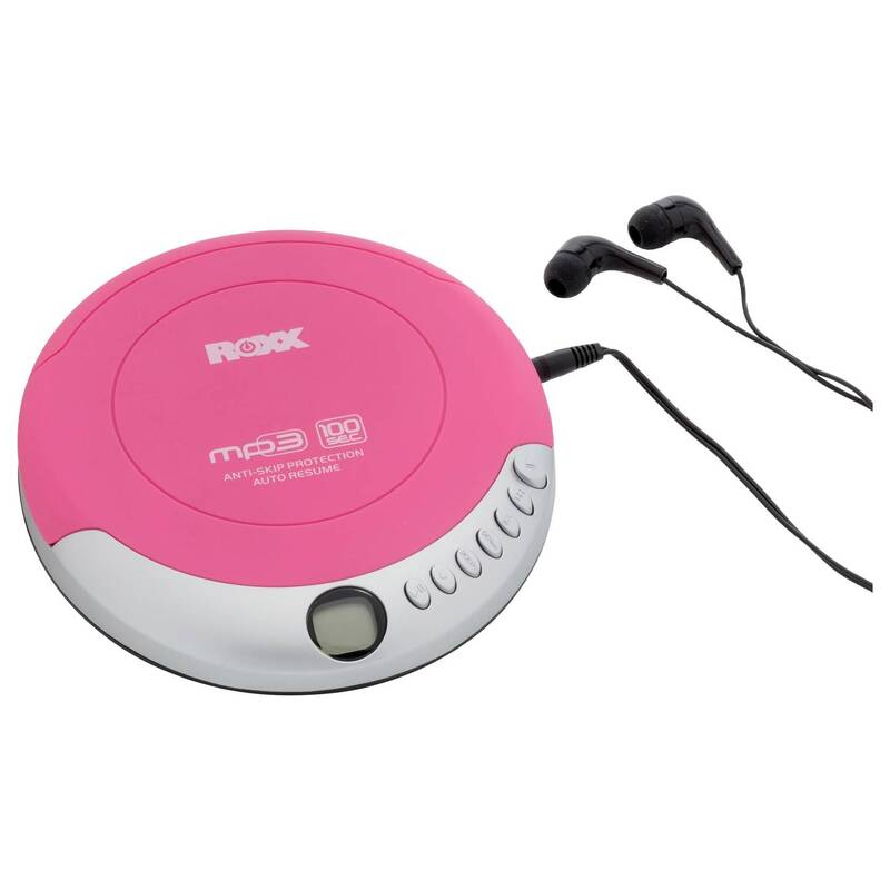 Roxx Tragbarer CD-Player pink MP3 CD-R CD-RW Anti-Schock-Technologie silber 180g - 4260473220411