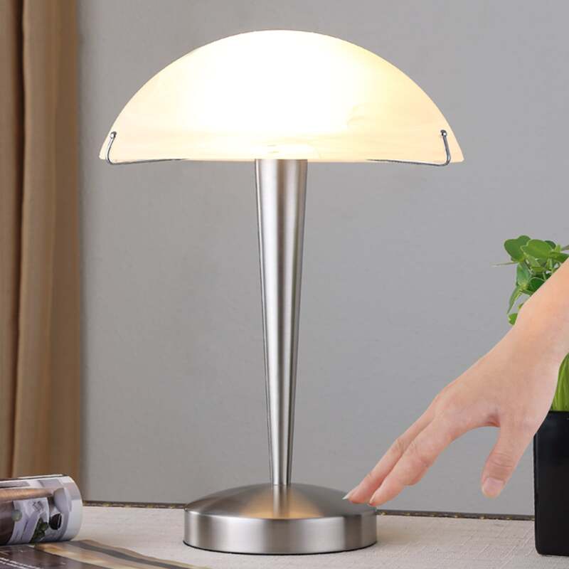 Lindby Tischlampe Viola mit Touchschalter nickel matt Schreibtischleuchte E14 - 4251096516838